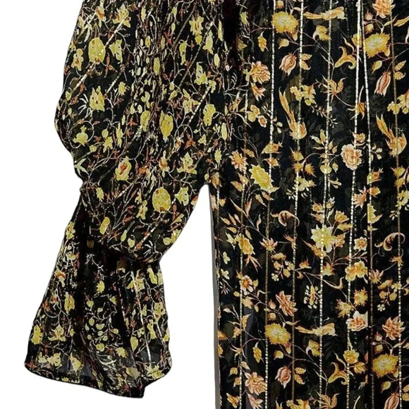 Rococo Sand Hana Printed Kaftan Maxi Dress Black Metallic Thread Size XS NWT - Picture 11 of 16